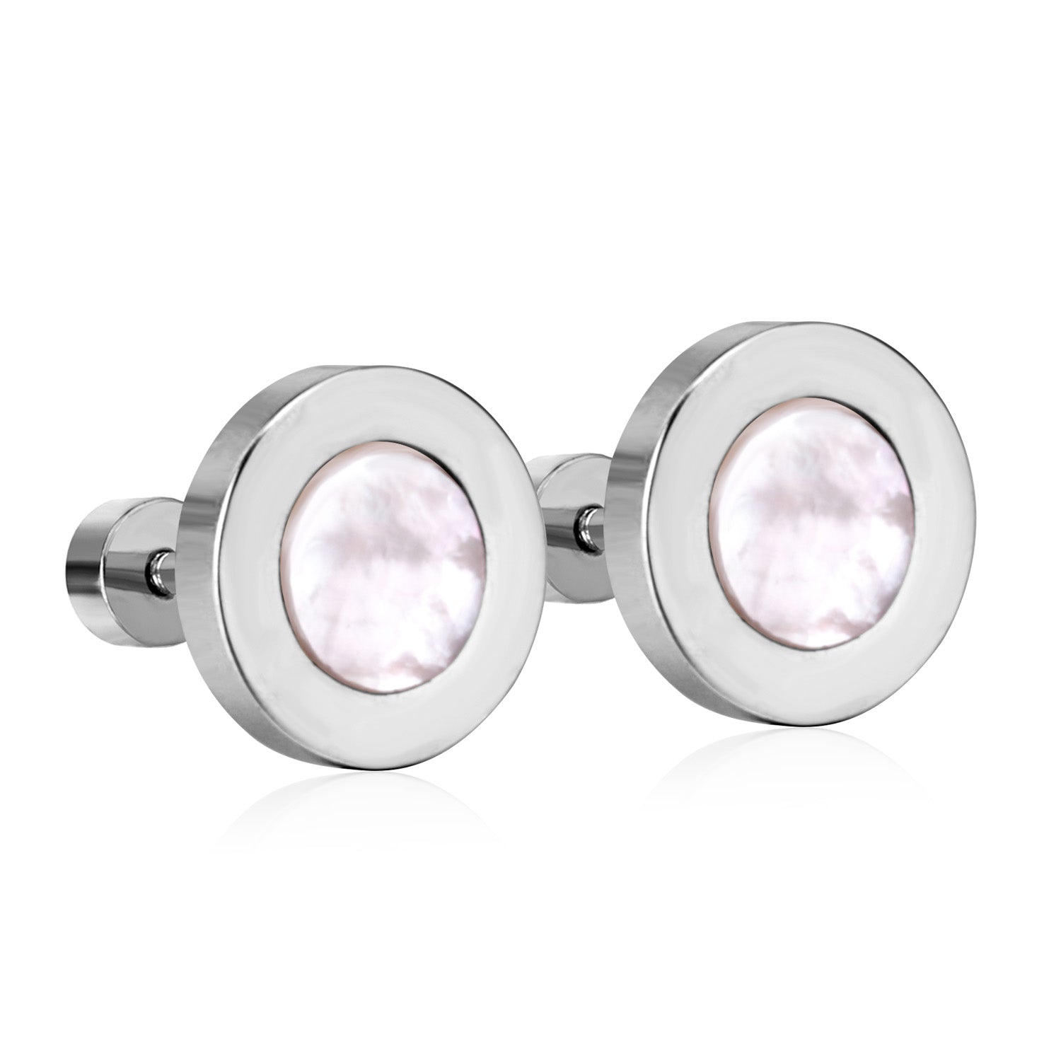 सिल्वर डिस्क ल्यूमिना स्टड इयररिंग्स